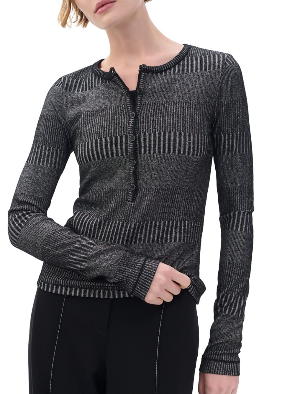 Rag & Bone Knit Two Tone Henley Tee